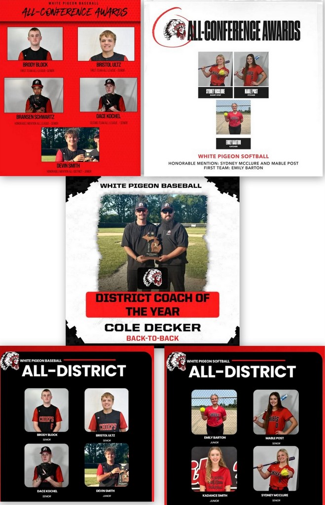 Post Season Honors Given To White Pigeon Baseball/Softball Teams